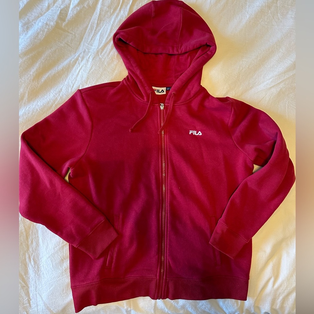 Fila Burgundy Zip-Up Hoodie